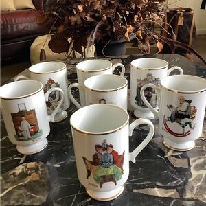 Authentic Danbury mint Norman Rockwell white porcelain 8 oz mugs